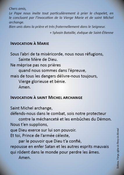 Invocation à saint Michel archange et invocation à Marie