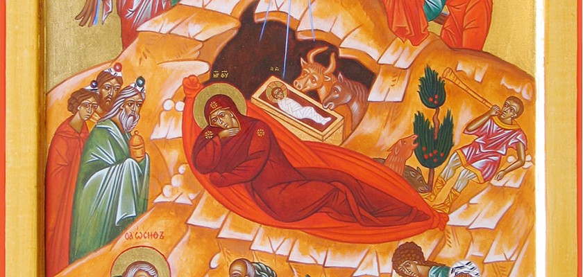 La lumière de Noël dans l'icône de la Nativité