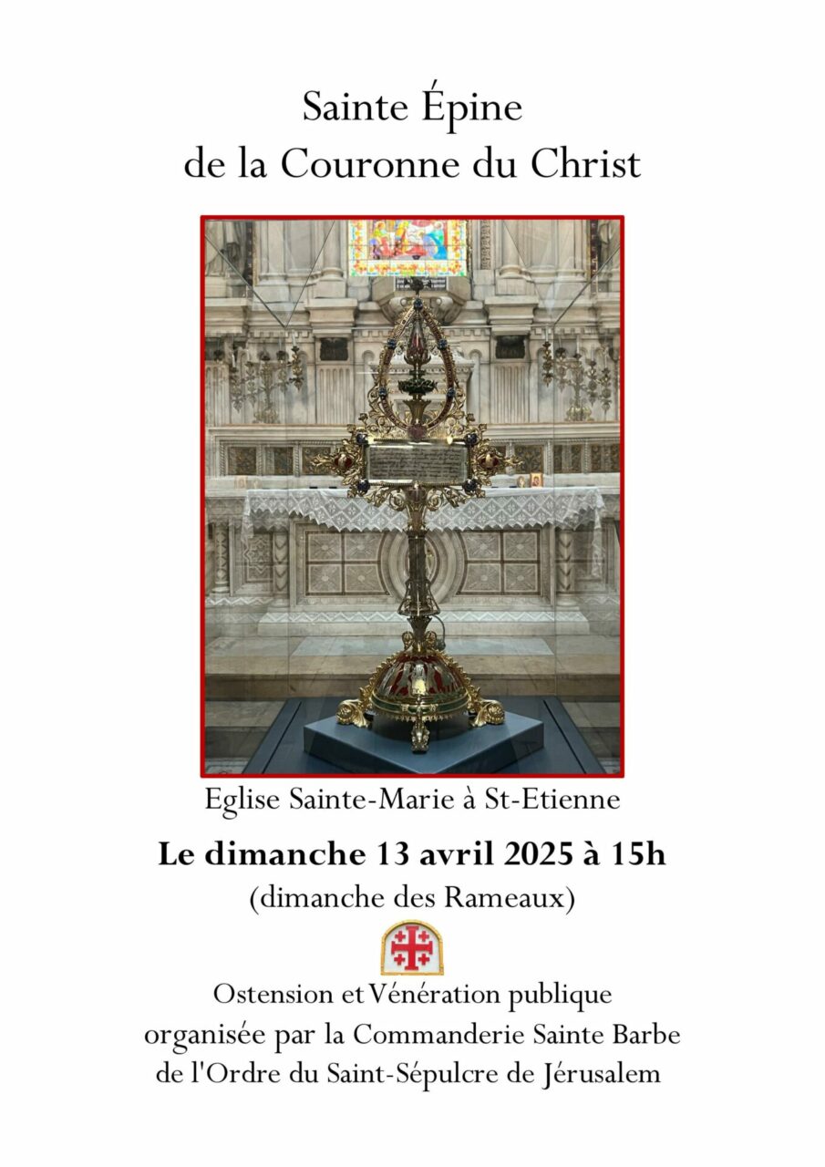 Vue du présentoir où se trouve la sainte épine de la couronne du Christ