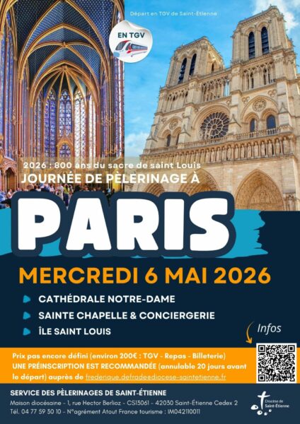 Affiche, pèlerinage à Paris, diocèse de Saint-Etienne